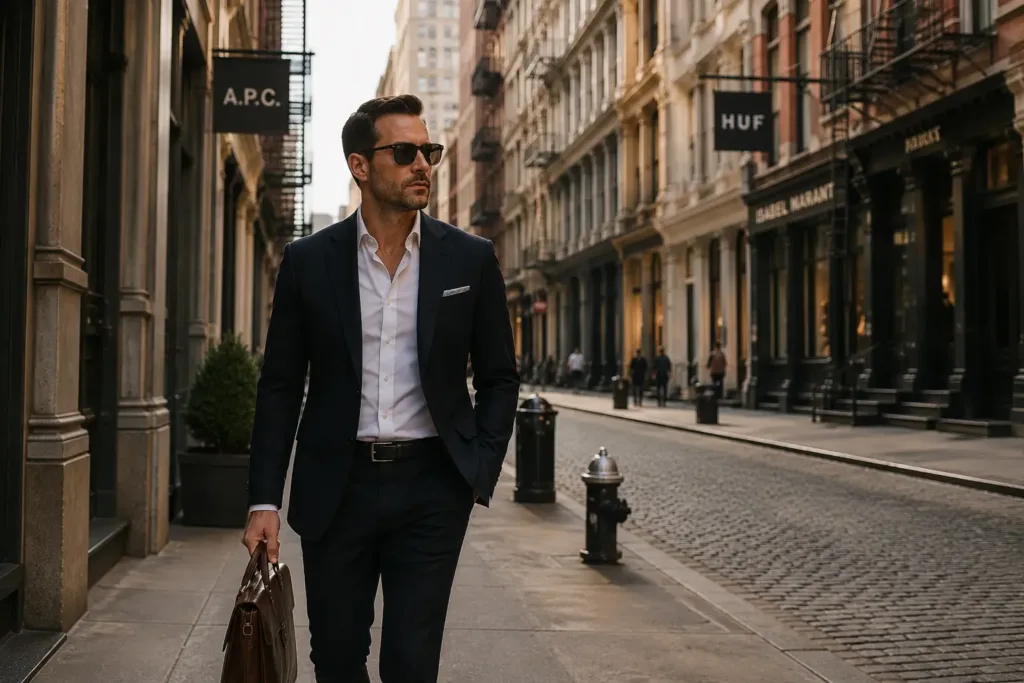 Creative professional walking through SoHo Manhattan near private psychic reading appointments
